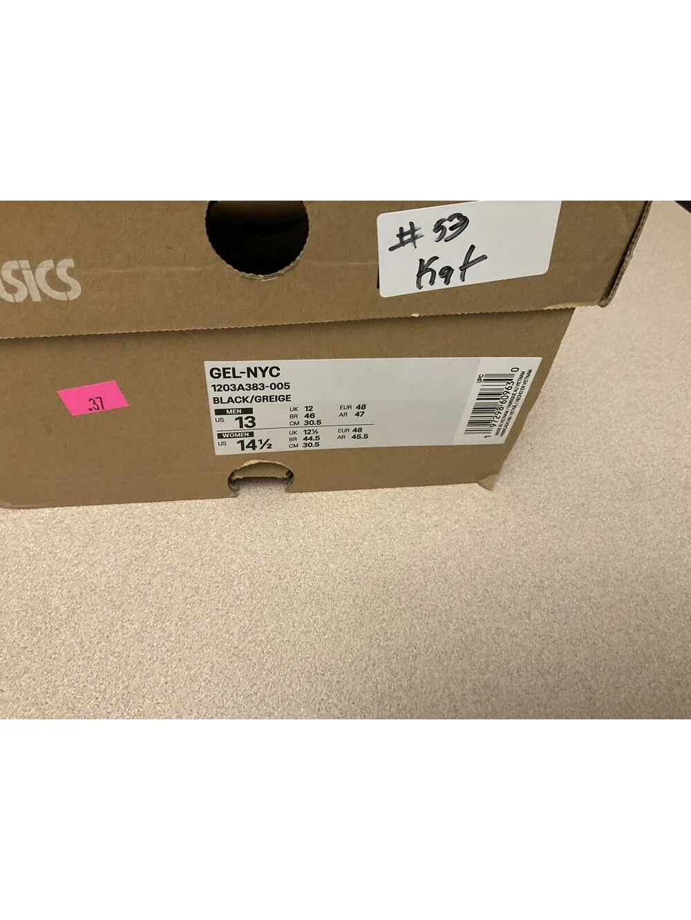 New! Mens Asics Gel NYC Black/Greige Athletic Shoes. Size 13. Awesome Shoes!